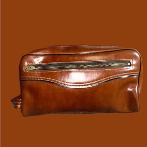Classic Brown Leather Toiletry Bag for Men